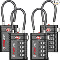 Forge TSA Approved Luggage Locks 4 Digit Combination TSA Travel Locks with TSA008, Open Alert Indicator, Zinc Alloy Body for Luggage, Suitcase, Backpack, and More. Black 4 Locks.