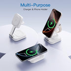2026 Traveling Wireless Mag-Safe Fast Charging Station,Magnetic 3 in 1 Charger with iPhone 17 16 15 14 13 12 Pro Max Plus,Apple Watch Series & Air pods 4 3 2 Pro-Gifts for Wife & Husband(White)