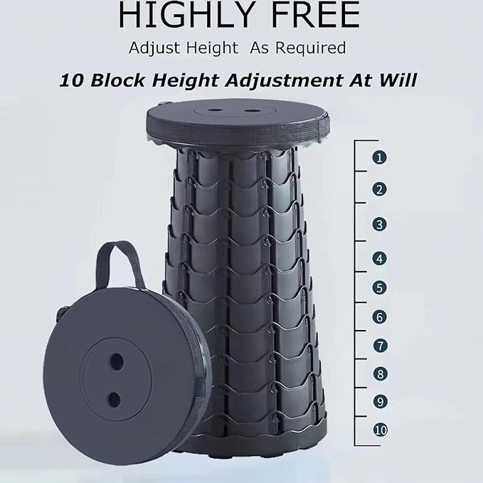 Upgraded Portable Folding Stool, Camping Retractable Seat for Adults Outdoor, Travel, Barbecue, Fishing, Waiting in Line Lightweight Chair 2023 Second Generation