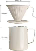 AGOGO Compact Portable Pour Over Coffee Maker Set - Easy Cleaning 304 Stainless Steel Dripper Set for Camping & 50 Filters Paper & Cleaning Rag (Cream, 600ml)