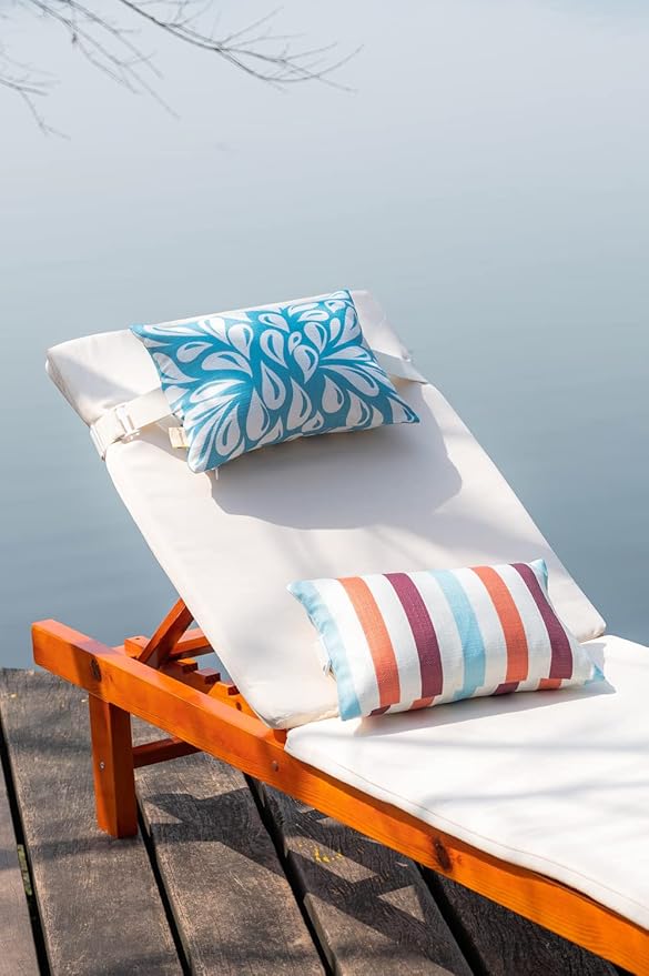 Adirondack Chair Head Resting Pillow&Cushion, Outdoor Waterproof Patio Decorative Pillows with Insert for Lounge Chaise Beach Chair Neck Support 2 Pack Size 11”*16” Lake Blue
