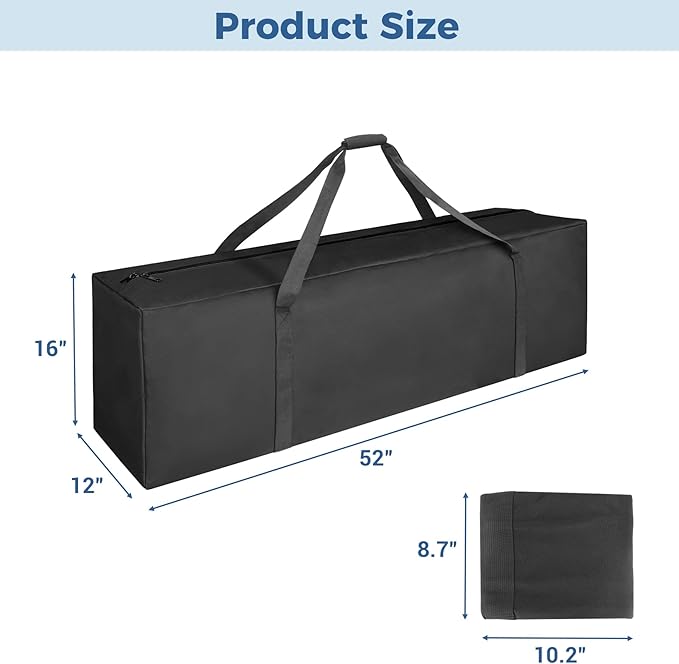 COOLBEBE 52" Sports Duffle Bag - 160L Extra Large Travel Duffel Luggage Bag with Upgrade 2-way Lockable Zippers, Sturdy & Water Resistant Long Duffle Bag for Camping Moving (Black 52inch 2Pack)