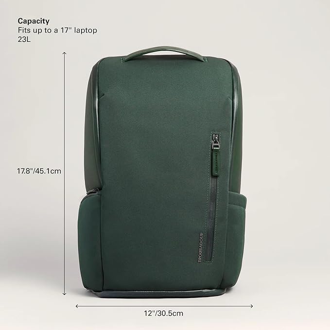 Troubadour Pioneer Backpack 3.0 - Premium Everyday Bag with Padded Laptop Section, Ventilated Shoe Compartment & Sustainable Waterproof Material - All-Day Lightweight Comfort Design - Obsidian Green