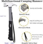 10 Pcs Heavy Duty Tent Stakes and Camping Hammer Set,10in Metal Tent Stake for Lawn,Ground and Beach,Camping Tent Kit with Tent Stakes,Hammer, Reflective Rope,Tent Clamps and Storage Bag