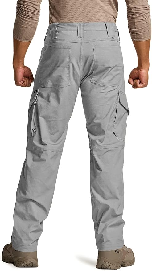 CQR Men's Flex Ripstop Tactical Pants, Water Resistant Stretch Cargo Pants, Lightweight EDC Hiking Work Pants