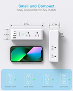 PD 20W Surge Protector Outlet Extender, Rotating Plug, One Beat 6 AC Multi Plug Outlet with 4 USB Ports (2 USB C), 1800J, 3-Sided Swivel Power Adapter with Spaced Outlet Splitter for Home Office Dorm
