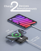 podoru for Magsafe Battery Pack, 5000mAh Magnetic Power Bank with Type-C Cable 20W PD Fast Charging Lighting Input Wireless Portable Charger for iPhone 17/16/15/14/13/12/ All Series-Black