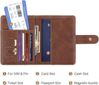 Passport Holder Wallet Cover Personalized Letter A-Z Travel Wallet RFID Blocking Passport Cover Wallet Case for Travel Passport Book Holders for Women and Men, Brown-L