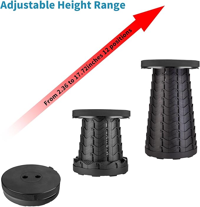 Boreeman 2-Pack Collapsible Stool, Lightweight Yet More Sturdy with Load Capacity 400lbs, Upgraded Portable Stool for Camping Fishing Hiking BBQ