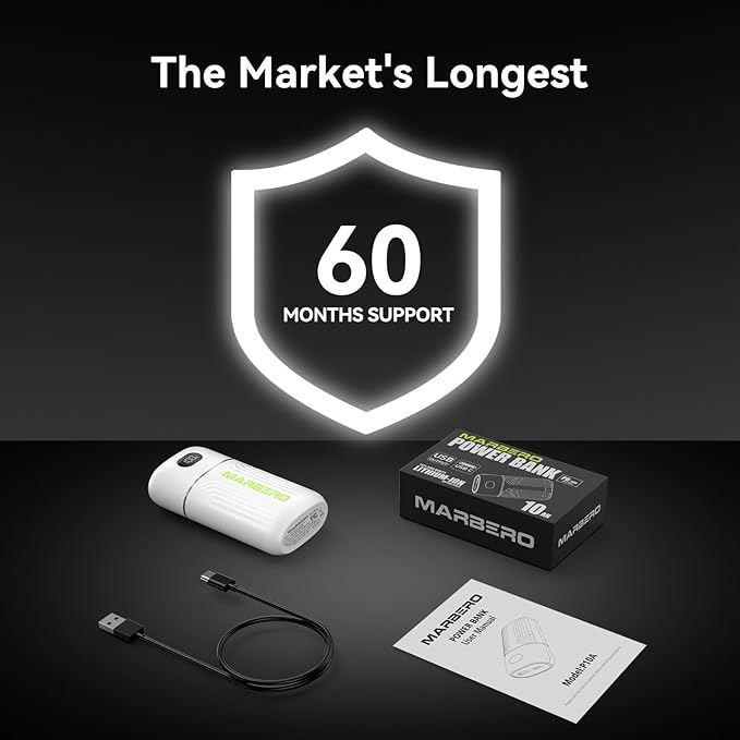 MARBERO Power Bank 10000mAh Compact Portable Charger 5V/3A External Battery PowerBank USB C in & Out Battery Pack Backup Compatible with iPhone iPad Sumsung Galaxy Pixel Google and More (White)
