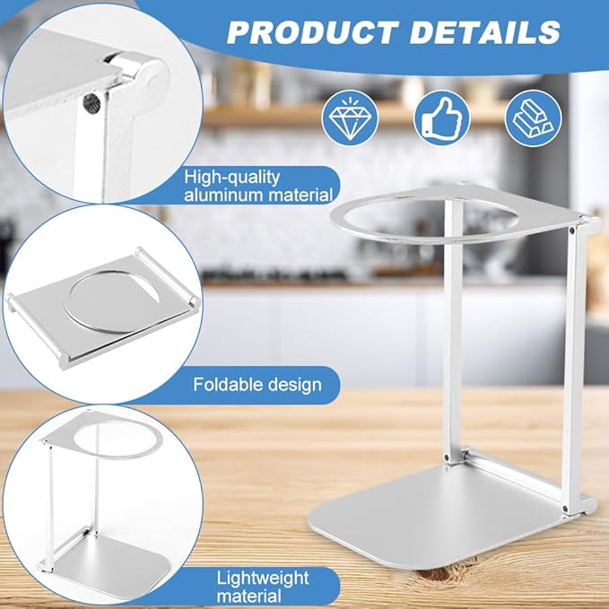 Pour Over Coffee Dripper Stand, Foldable Metal Travel and Camping Gadgets Coffee Dripper Station Rack for Portable Hand Press Espresso Maker