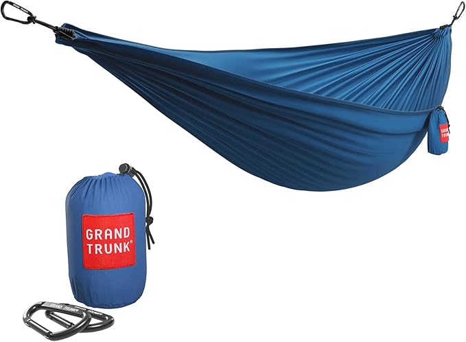 Grand Trunk | Ultralight Camping Hammock | Best Single Size Starter Hammock | Portable for Camping, Hiking, Backpacking, Beach, & Travel (Blue)