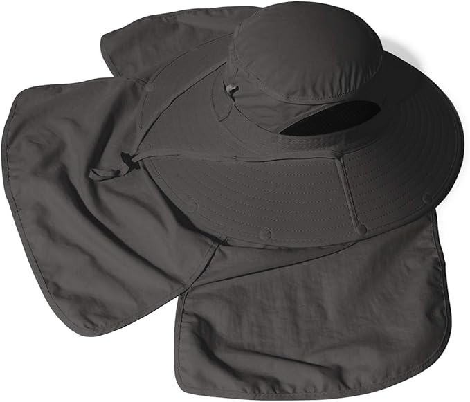 Sun Blocker Hats Outdoor Sun Protection Fishing Cap with Neck Flap Large Brim Outdoor Hat