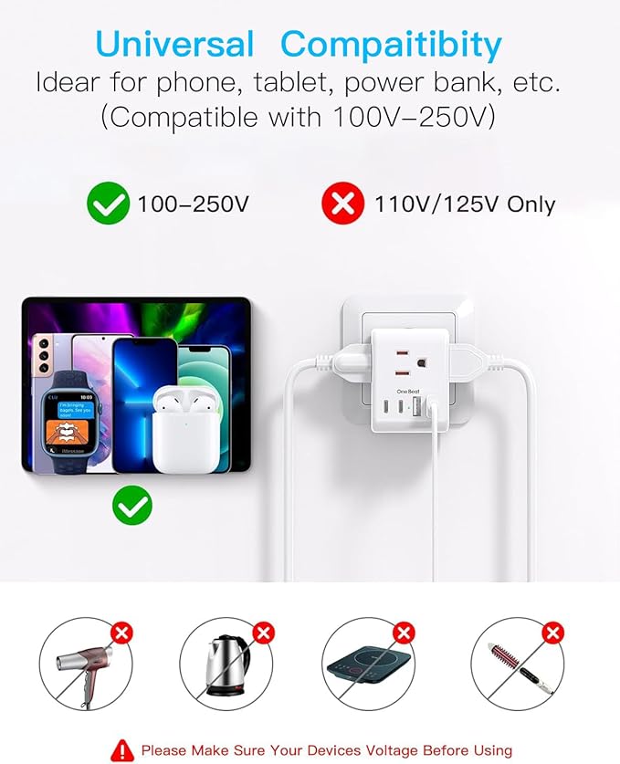 2 Pack Switzerland Travel Plug Adapter, Type J Power Adaptor with 3 Outlets 4 USB Charging Ports(2 USB C), Swiss Outlet Adapter Travel Plug for US to Switzerland, Liechtenstein, Rwanda