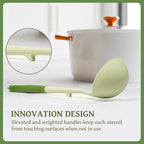 Kikcoin 43Pcs Kitchen Utensils Set - Silicone Cooking Utensil Set, Dishwasher Safe Spatula for Non-stick Cookware, 446°F Heat Resistant Kitchen Gadgets with Holder BPA Free, Avocado Green