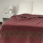 Thick Alpaca Wool Blanket Heavyweight Camping Outdoors Indoors Soft Peru Twin Size Ethnic Design (Soft Wine - Brown Design, Twin Size)