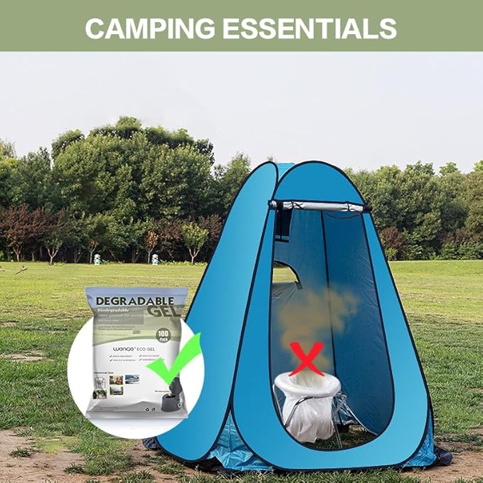 Wenge Poo Gel for Portable Toilet for Camping - 100 Pack Urine Super Absorbent, Solidifier, Liquid Waste Gelling and Deodorizing Powder, Eco Gel for Portable Toilet for Emergency Toilet Essentials