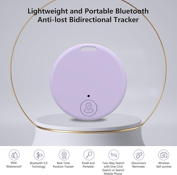 Aircawin Mini GPS Tracker, Key Item Finder Locator,No Monthly Fee App for iOS/Android 2023 Latest,Portable Anti-Lost Bluetooth Tag Item Tracker for Luggages/Kids/Pets/Phone/Wallet/Bag-2Pcs-Pink+Purple
