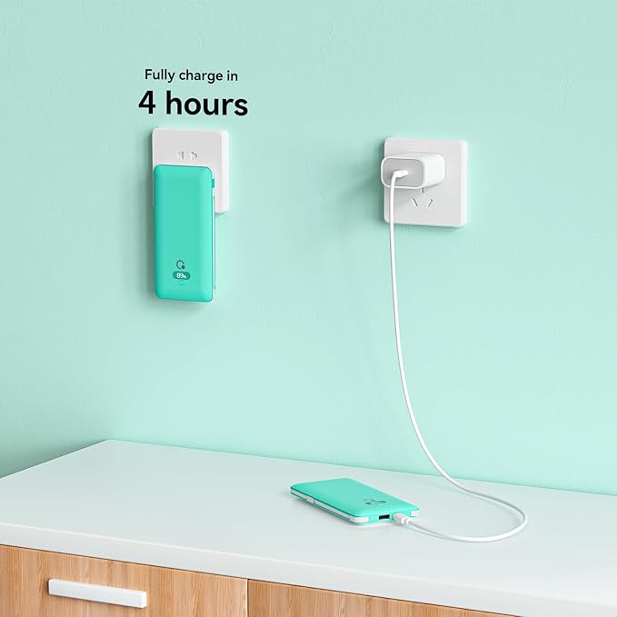 10000mAh Portable Charger with Built-in Cables and AC Wall Plug, USB C Fast Charging Power Bank with 3 Cords,5 Output External Battery Pack Compatible with iPhone,Tablet and All Smart Phones Blue