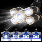 Headlamp Rechargeable,1200 Lumen Ultra Bright 5 LED Headlight Flashlight,Brightest USB Rechargeable Headlamps,Waterproof Zoomable Head Lamp 4 Modes Light for Outdoors Camping Hunting Hiking Hard Hat