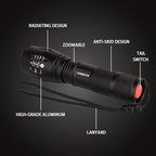 LED Emergency Handheld Flashlight, 4 Pack, Adjustable Focus, Water Resistant with 5 Modes, Best Tactical Torch for Hurricane, Camping, Dog Walking