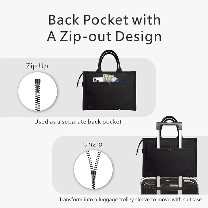 TOPDesign Heavy-Duty Canvas Tote Bag for Women, Adjustable Crossbody/Shoulder Handbag with 9 Pockets, Everything Tote