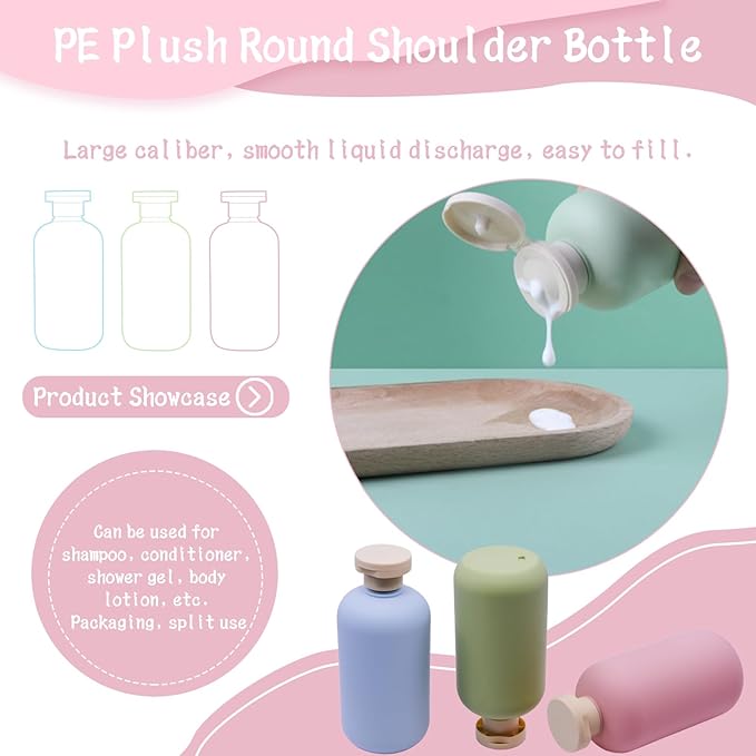 3-Pack Leakproof Travel Bottles - 10 oz Squeeze Shampoo & Lotion Containers with Locking Flip Caps, Food Grade HDPE/PP, for Toiletries, Gym, Camping (Green, Blue, Pink)
