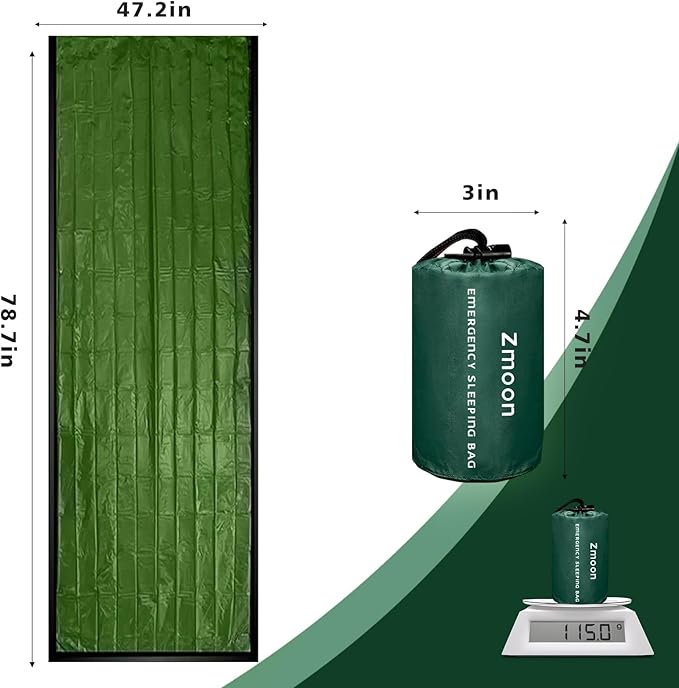 Zmoon Emergency Sleeping Bag Survival Bag, Portable Waterproof Thermal Bivy Sacks,Bivvy Bags,Camping Mylar Sleeping Bag Survival Gear Emergency Blankets Survival Shelter