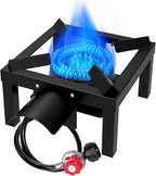 BESTFIRE Propane Burner,100,000 BTUs High Pressure Single Propane Stove with 4.1ft Adjustable Hose with Regulator,Gas Stove for Outdoor Cooking, Turkey Fry, Seafood Boil