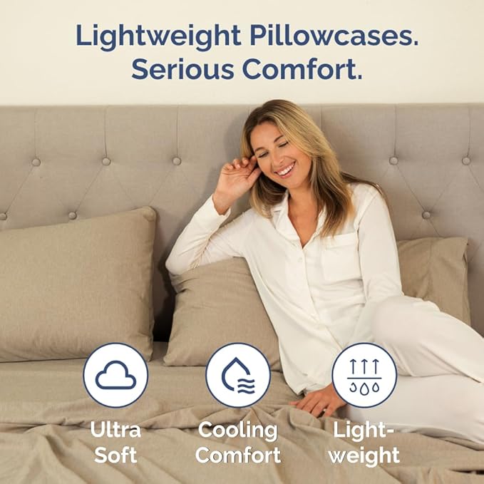 King Pillow Cases Set of 2 - Ultra Soft Hotel Quality Pillowcase Covers - Comfy Cozy Bedding for Women, Men, Kids & Teens - Machine Washable Pillow Protectors - 2 Pieces Set - King Size Heathered Tan