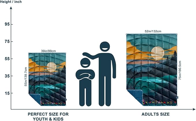 Camping Blanket,Lightweight Puffy Printed Camping Blanket Packable Outdoor Blanket for Camping,Traveling, Stadium, Hiking, Picnics