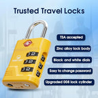 SURE LOCK TSA Approved Luggage Lock – 3-Digit Resettable Combination Padlock with Open Alert Red Dot, Large Easy-Read Dials for Suitcases, Backpacks, Gym & School Lockers(Yellow 2 pk)