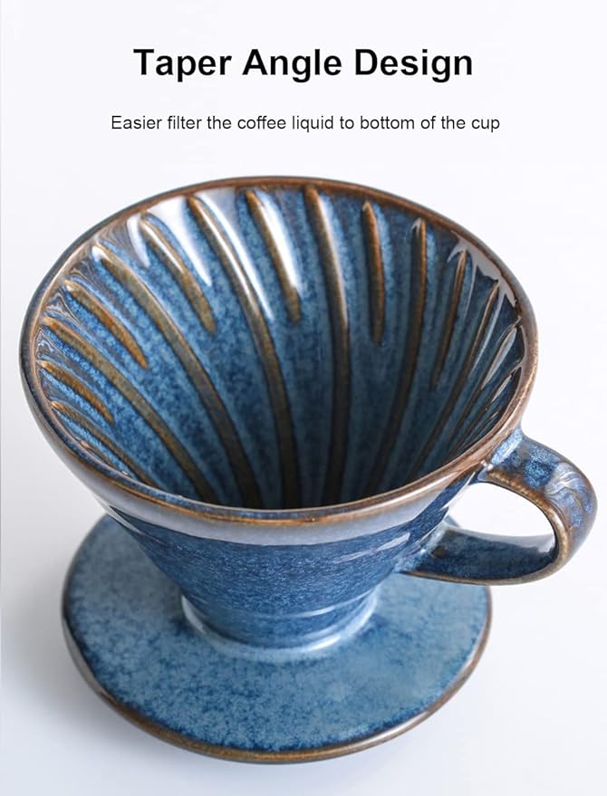 Ceramic Coffee Dripper Filter 60Angle Tapered Hand Brew Pour Over Coffee Maker Set Reusable Porcelain Portable For Home Baristas