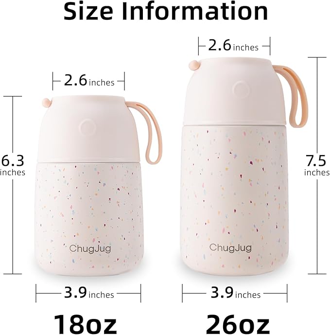 Thermo for Hot Food for Adults Kids | Wide Mouth, 26 oz Insulated Food Jar with Spoon, Leakproof Soup Thermo for School Office Travel, Thermal Steel Lunch Container Easy to Carry (White)