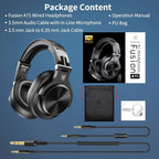 OneOdio A71 Hi-Res Studio Recording Headphones - Wired Over Ear Headphones with SharePort, Monitoring Mixing Foldable Headset with Stereo Sound, 3.5/6.35MM Jack for PC Computer DJ Guitar-Black