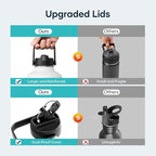 BUZIO 64oz Insulated Water Bottle with Straw Lid and Flex Cap, Stainless Steel Powder-Coat Water Flask, Keep Beverage Cold for 48 Hrs Hot for 24 Hrs Simple Thermo Canteen Mug, White and Black