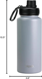 DRINCO Stainless Steel Water Bottle Spout Lid Vacuum Insulated Double Wall Water Bottle Wide Mouth (40oz 32oz 22oz 18oz 14oz) Leak Proof Keeps Cold or Hot (32 oz, 32oz Asphalt Gray)