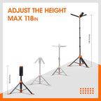 Camping Light, Large Area Lighting Floodlight, Max 118In Tall, 20000 Lumens, Suitable for Outdoor Activities, Telescopic Light with Tripod Work Light