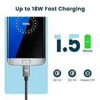 RAMPOW Micro USB Cable [2 Pack/3.3ft] QC 3.0 Fast Charging & Sync Android Charger, Braided Nylon Micro USB Cables for Samsung Galaxy S7/S6 and Edge, Note 6/5, Sony, Kindle, PS4 - Space Gray