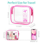F-color TSA Approved Toiletry Bag 5 Pack Medium - Clear Makeup Bag Travel Quart Size for Women Men, Clear Cosmetic Bag Airport Airline Compliant Carry on Bag, 7.5×5.5×2.2", 5 Colors