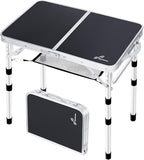 Sportneer Camping Table: Adjustable Height Small Folding Table 23.6" L x 15.7" W 4 Height with Mesh Layer - Compact & Portable Camping Essentials for Outdoor Camp Garden Picnic BBQ Dining Cooking