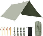FREE SOLDIER Camping Tarp Waterproof Portable Multifunctional Outdoor Traveling Awning Backpacking Shelter Rain Tarp (Bean Green 10×10.5ft)