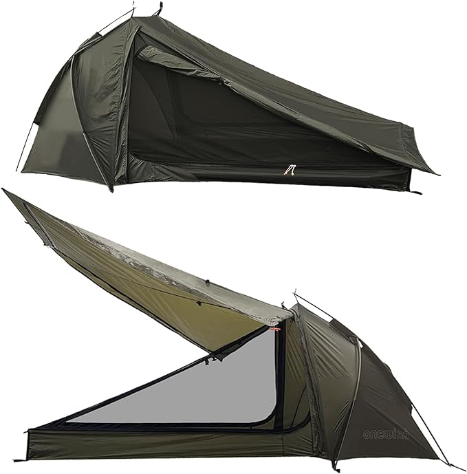 Onewind Ultralight One Person Tent, Single Person Fishing Tent with Rainfly Poles Easy Setup for 3 Season Camping Hiking Backpacking