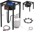 Propane Burner, 75,000 BTU High Pressure Single Gas Stove with 0-20 PSI Adjustable Regulator, Camping Stove with 8 Detachable Legs for Camping, Backyard, Tailgating, Outdoor Cooking