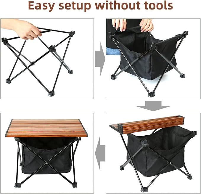 ROCK CLOUD Portable Camping Table Ultralight Aluminum Camp Table with Storage Bag Folding Beach Table for Camping Hiking Backpacking Outdoor Picnic, Small
