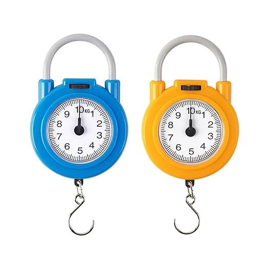 Luggage Weight Scale, 10kg Portable Mechanical Hanging/Fish/Luggage/Kitchen with Hanging Hook Household Multipurpose Scale,for Travel(Yellow)