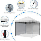 KAMPKEEPER 10x10 Pop Up Canopy Tent with 2 Sidewalls, Beach Tent - Easy Outdoor Sun Shade for Events, Parties, Camping - Gazebo with 4 Weight Bags & Carry Bag.（White）