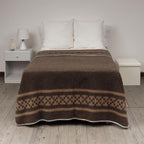 Thick Alpaca Wool Blanket Heavyweight Camping Outdoors Indoors Soft Peru Twin Size New Ethnic Design (Dark Brown/Soft Camel 2, Twin Size)