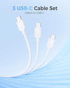 Cable Matters 3-Pack USB A to USB C Cable 6ft in White, Support Apple CarPlay, Android Auto, USBA to USBC Charging Cable for iPhone 16/15 Pro Max Plus, Galaxy S23
