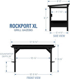 Backyard Discovery Rockport XL 12' x 6' Galvanized Steel BBQ Grill Gazebo Pavilion with Hardtop Steel Roof, Bar Tops, Powerport, Snow Support, Wind Resistance, Cook Station for Outdoor Patio or Deck
